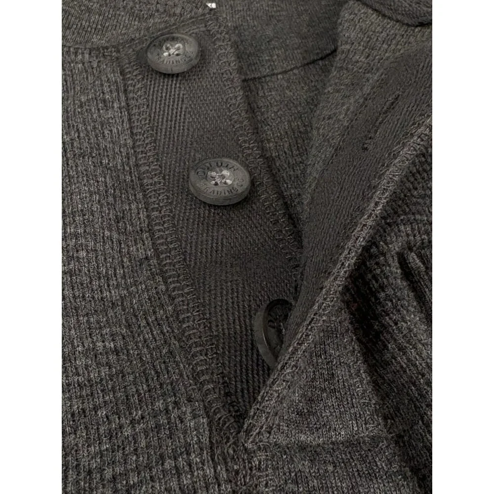 NWT Duluth Trading Co. Burly Thermal Relaxed Fit Henley Men’s M Charcoal Grey - Picture 8 of 15